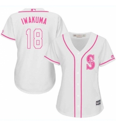 Women's Majestic Seattle Mariners #18 Hisashi Iwakuma Authentic White Fashion Cool Base MLB Jersey