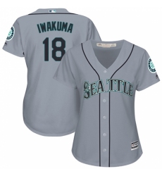 Women's Majestic Seattle Mariners #18 Hisashi Iwakuma Replica Grey Road Cool Base MLB Jersey