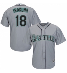 Youth Majestic Seattle Mariners #18 Hisashi Iwakuma Authentic Grey Road Cool Base MLB Jersey