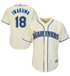Youth Majestic Seattle Mariners #18 Hisashi Iwakuma Replica Cream Alternate Cool Base MLB Jersey