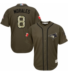 Men's Majestic Toronto Blue Jays #8 Kendrys Morales Replica Green Salute to Service MLB Jersey