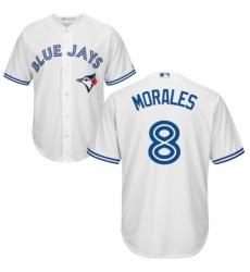 Men's Majestic Toronto Blue Jays #8 Kendrys Morales Replica White Home MLB Jersey