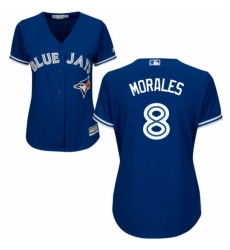 Women's Majestic Toronto Blue Jays #8 Kendrys Morales Replica Blue Alternate MLB Jersey