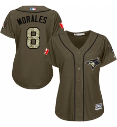 Women's Majestic Toronto Blue Jays #8 Kendrys Morales Replica Green Salute to Service MLB Jersey