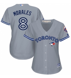 Women's Majestic Toronto Blue Jays #8 Kendrys Morales Replica Grey Road MLB Jersey