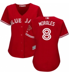 Women's Majestic Toronto Blue Jays #8 Kendrys Morales Replica Scarlet Alternate MLB Jersey