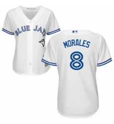 Women's Majestic Toronto Blue Jays #8 Kendrys Morales Replica White Home MLB Jersey