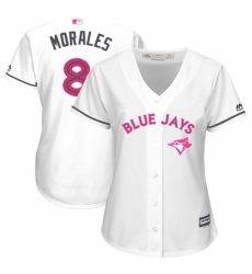Women's Majestic Toronto Blue Jays #8 Kendrys Morales Replica White Mother's Day Cool Base MLB Jersey