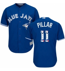 Men's Majestic Toronto Blue Jays #11 Kevin Pillar Authentic Blue Team Logo Fashion MLB Jersey