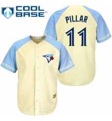 Men's Majestic Toronto Blue Jays #11 Kevin Pillar Authentic Cream Exclusive Vintage Cool Base MLB Jersey