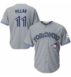 Men's Majestic Toronto Blue Jays #11 Kevin Pillar Replica Grey Road 40th Anniversary Patch MLB Jersey