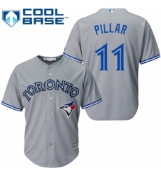 Men's Majestic Toronto Blue Jays #11 Kevin Pillar Replica Grey Road MLB Jersey