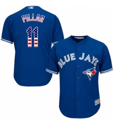 Men's Majestic Toronto Blue Jays #11 Kevin Pillar Replica Royal Blue USA Flag Fashion MLB Jersey