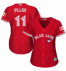 Women's Majestic Toronto Blue Jays #11 Kevin Pillar Replica Red Canada Day MLB Jersey