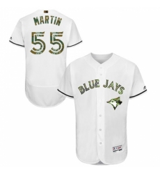 Men's Majestic Toronto Blue Jays #55 Russell Martin Authentic White 2016 Memorial Day Fashion Flex Base MLB Jersey