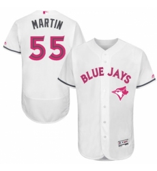 Men's Majestic Toronto Blue Jays #55 Russell Martin Authentic White 2016 Mother's Day Fashion Flex Base MLB Jersey