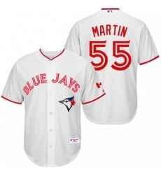 Men's Majestic Toronto Blue Jays #55 Russell Martin Replica White 2015 Canada Day MLB Jersey