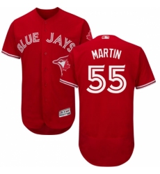 Men's Majestic Toronto Blue Jays #55 Russell Martin Scarlet Flexbase Authentic Collection Alternate MLB Jersey