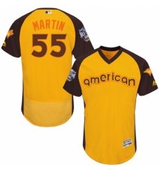 Men's Majestic Toronto Blue Jays #55 Russell Martin Yellow 2016 All-Star American League BP Authentic Collection Flex Base MLB Jersey