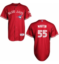 Women's Majestic Toronto Blue Jays #55 Russell Martin Replica Red Canada Day MLB Jersey