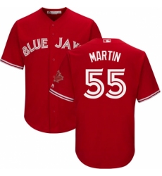 Youth Majestic Toronto Blue Jays #55 Russell Martin Authentic Scarlet Alternate MLB Jersey