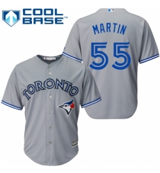 Youth Majestic Toronto Blue Jays #55 Russell Martin Replica Grey Road MLB Jersey