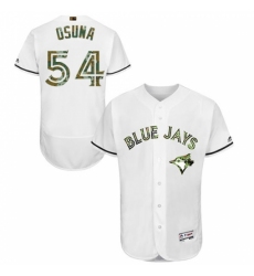 Men's Majestic Toronto Blue Jays #54 Roberto Osuna Authentic White 2016 Memorial Day Fashion Flex Base MLB Jersey Men's Majestic Toronto Blue Jays #54 Roberto Osuna Authentic White 2016 Memorial Day Fashion Flex Base MLB Jersey