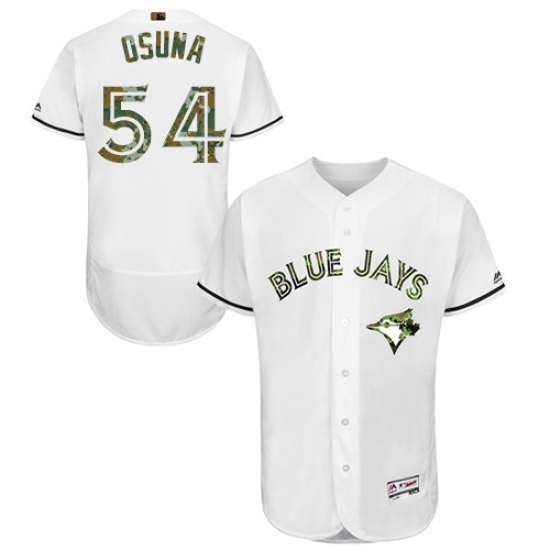 Men's Majestic Toronto Blue Jays #54 Roberto Osuna Authentic White 2016 Memorial Day Fashion Flex Base MLB Jersey Men's Majestic Toronto Blue Jays #54 Roberto Osuna Authentic White 2016 Memorial Day Fashion Flex Base MLB Jersey