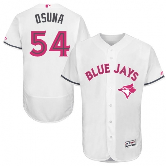 Men's Majestic Toronto Blue Jays #54 Roberto Osuna Authentic White 2016 Mother's Day Fashion Flex Base MLB Jersey Men's Majestic Toronto Blue Jays #54 Roberto Osuna Authentic White 2016 Mother's Day Fashion Flex Base MLB Jersey