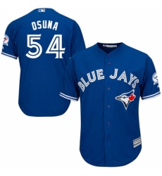 Men's Majestic Toronto Blue Jays #54 Roberto Osuna Replica Blue Alternate 40th Anniversary Patch MLB Jersey Men's Majestic Toronto Blue Jays #54 Roberto Osuna Replica Blue Alternate 40th Anniversary Patch MLB Jersey