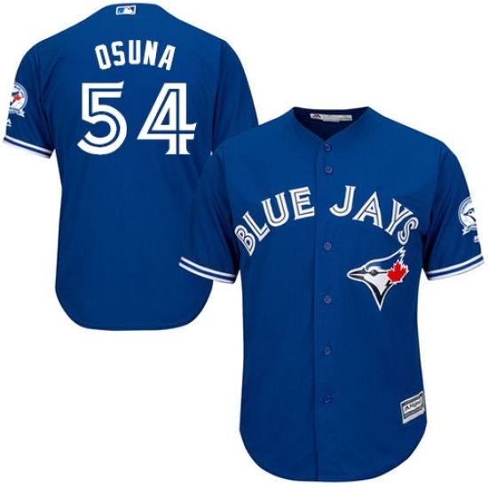 Men's Majestic Toronto Blue Jays #54 Roberto Osuna Replica Blue Alternate 40th Anniversary Patch MLB Jersey Men's Majestic Toronto Blue Jays #54 Roberto Osuna Replica Blue Alternate 40th Anniversary Patch MLB Jersey