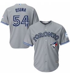 Men's Majestic Toronto Blue Jays #54 Roberto Osuna Replica Grey Road 40th Anniversary Patch MLB Jersey