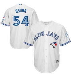 Men's Majestic Toronto Blue Jays #54 Roberto Osuna Replica White Home 40th Anniversary Patch MLB Jersey