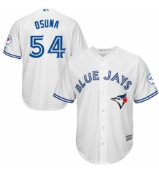 Men's Majestic Toronto Blue Jays #54 Roberto Osuna Replica White Home 40th Anniversary Patch MLB Jersey Men's Majestic Toronto Blue Jays #54 Roberto Osuna Replica White Home 40th Anniversary Patch MLB Jersey