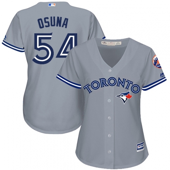 Women's Majestic Toronto Blue Jays #54 Roberto Osuna Replica Grey Road MLB Jersey Women's Majestic Toronto Blue Jays #54 Roberto Osuna Replica Grey Road MLB Jersey
