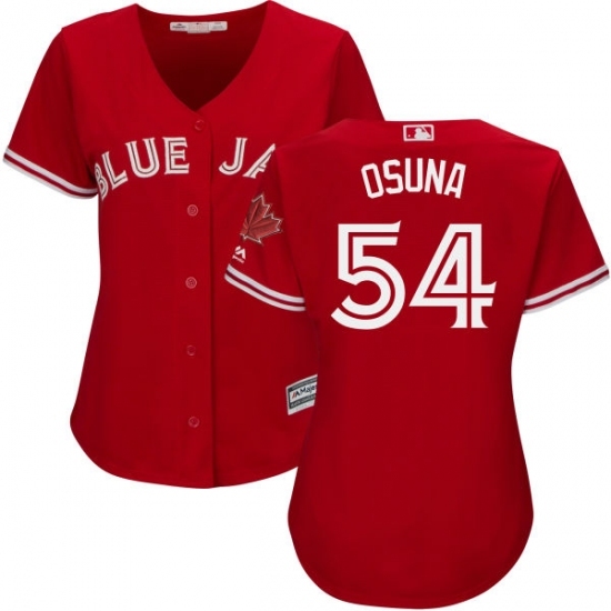 Women's Majestic Toronto Blue Jays #54 Roberto Osuna Replica Scarlet Alternate MLB Jersey Women's Majestic Toronto Blue Jays #54 Roberto Osuna Replica Scarlet Alternate MLB Jersey