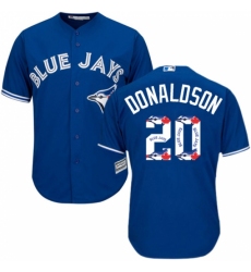 Men's Majestic Toronto Blue Jays #20 Josh Donaldson Authentic Blue Team Logo Fashion MLB Jersey