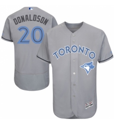 Men's Majestic Toronto Blue Jays #20 Josh Donaldson Authentic Gray 2016 Father's Day Fashion Flex Base MLB Jersey