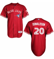 Men's Majestic Toronto Blue Jays #20 Josh Donaldson Authentic Red Canada Day MLB Jersey