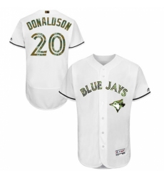 Men's Majestic Toronto Blue Jays #20 Josh Donaldson Authentic White 2016 Memorial Day Fashion Flex Base MLB Jersey