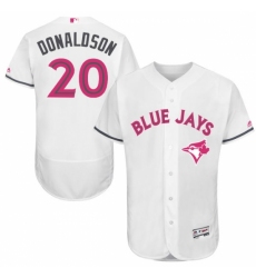 Men's Majestic Toronto Blue Jays #20 Josh Donaldson Authentic White 2016 Mother's Day Fashion Flex Base MLB Jersey