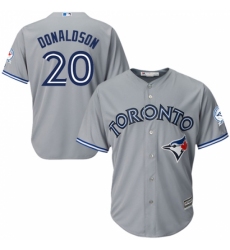 Men's Majestic Toronto Blue Jays #20 Josh Donaldson Replica Grey Road 40th Anniversary Patch MLB Jersey
