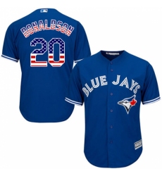 Men's Majestic Toronto Blue Jays #20 Josh Donaldson Replica Royal Blue USA Flag Fashion MLB Jersey