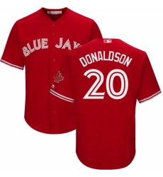 Men's Majestic Toronto Blue Jays #20 Josh Donaldson Replica Scarlet Alternate Cool Base MLB Jersey