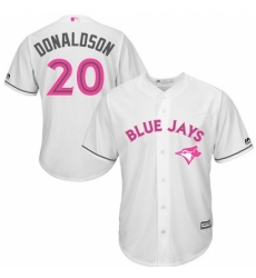 Men's Majestic Toronto Blue Jays #20 Josh Donaldson Replica White 2016 Mother's Day MLB Jersey
