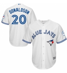 Men's Majestic Toronto Blue Jays #20 Josh Donaldson Replica White Home 40th Anniversary Patch MLB Jersey