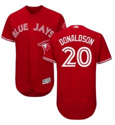 Men's Majestic Toronto Blue Jays #20 Josh Donaldson Scarlet Flexbase Authentic Collection Alternate MLB Jersey