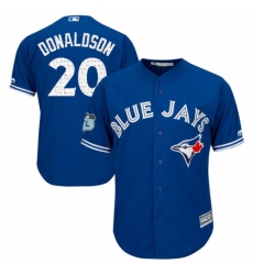 Youth Majestic Toronto Blue Jays #20 Josh Donaldson Authentic Royal Blue 2017 Spring Training Cool Base MLB Jersey