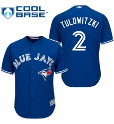 Men's Majestic Toronto Blue Jays #2 Troy Tulowitzki Replica Blue Alternate MLB Jersey