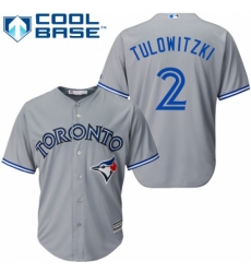 Men's Majestic Toronto Blue Jays #2 Troy Tulowitzki Replica Grey Road MLB Jersey